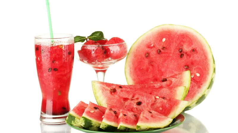 Sliced Watermelon and Juice — Red, Refreshing