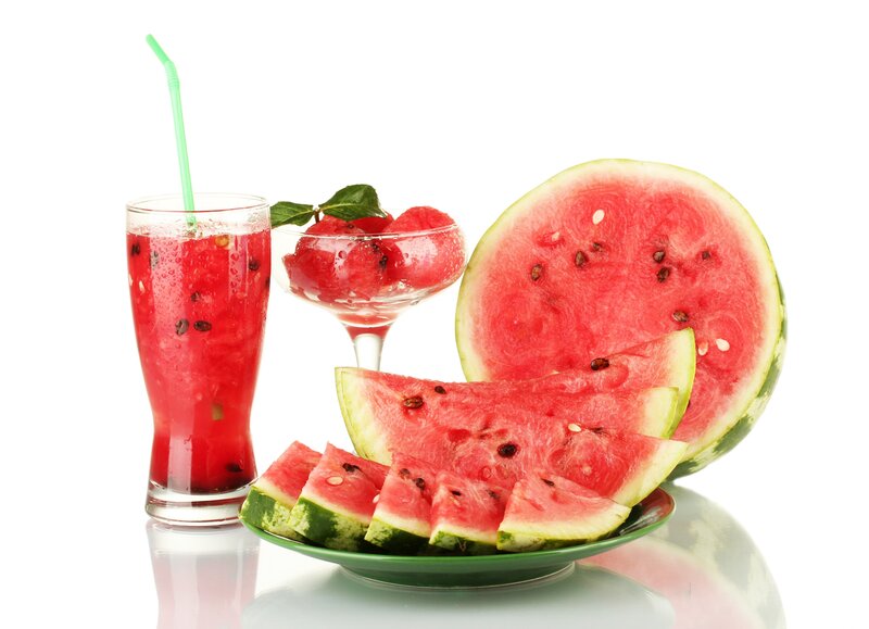 Sliced Watermelon and Juice