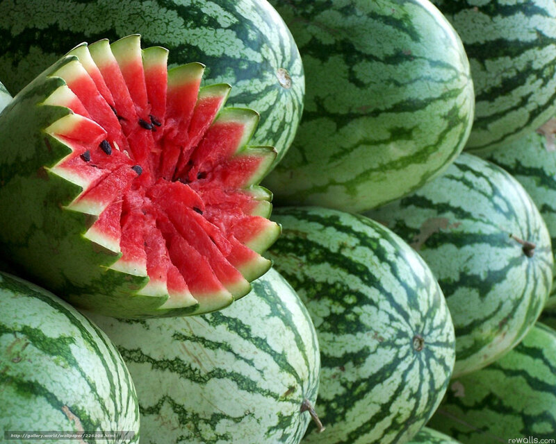 Sliced watermelon display