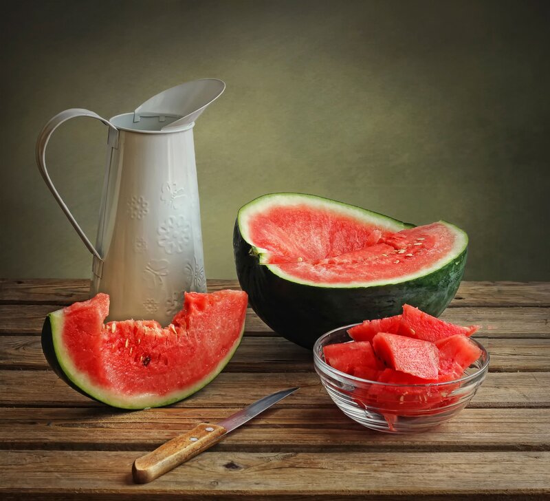 Sliced Watermelon on Table