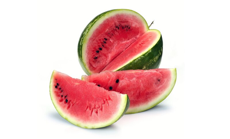 sliced watermelon on white