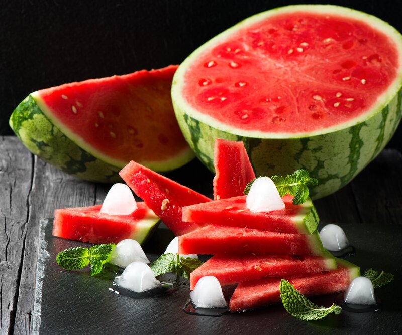 Sliced Watermelon with Mint
