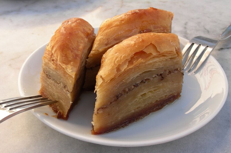 Slices of baklava on a plate