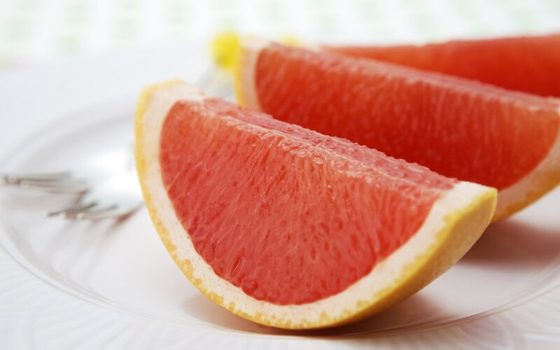 slices of grapefruit on a plate