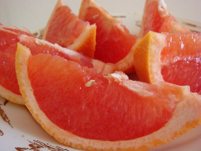 slices of pink grapefruit