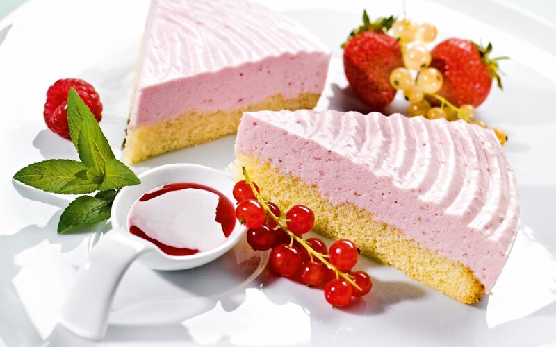 Slices of Pink Mousse Cake
