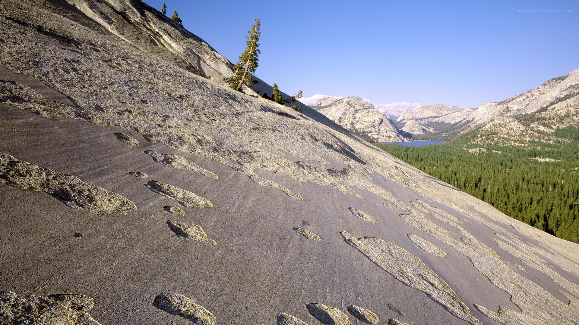 Sloping granite rock face
