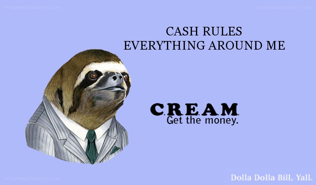 sloth in a suit with money quote