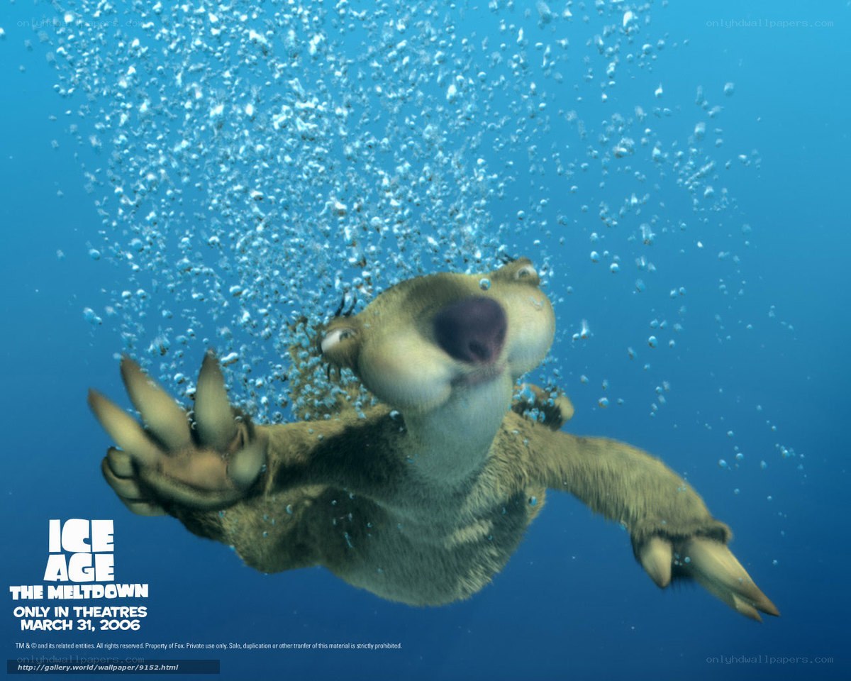 Sloth underwater in Ice Age