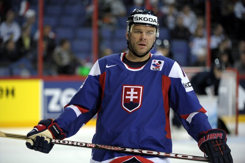 Slovak ice hockey player on the ice