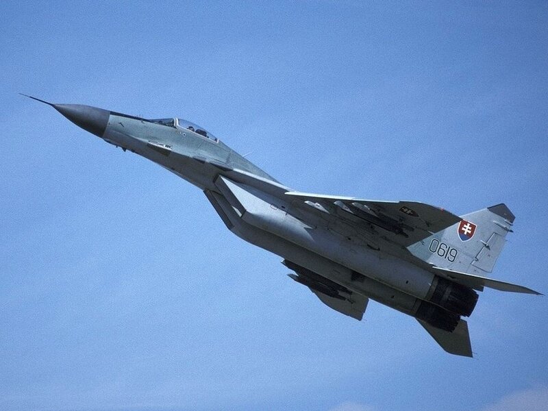Slovak MiG-29 Fighter Jet — Blue, Dynamic