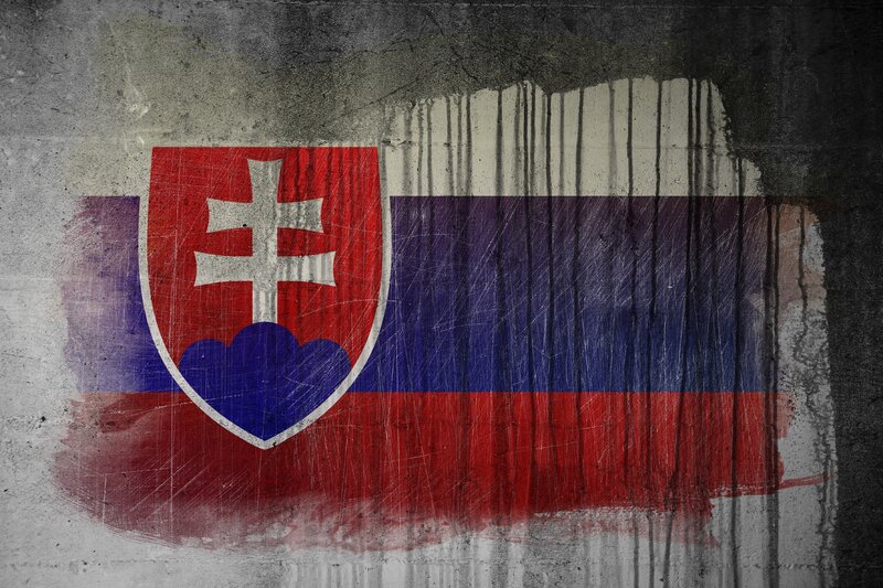 Slovakia flag on concrete wall