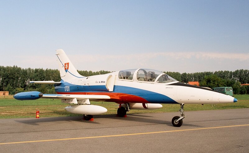 Slovakian jet trainer on tarmac