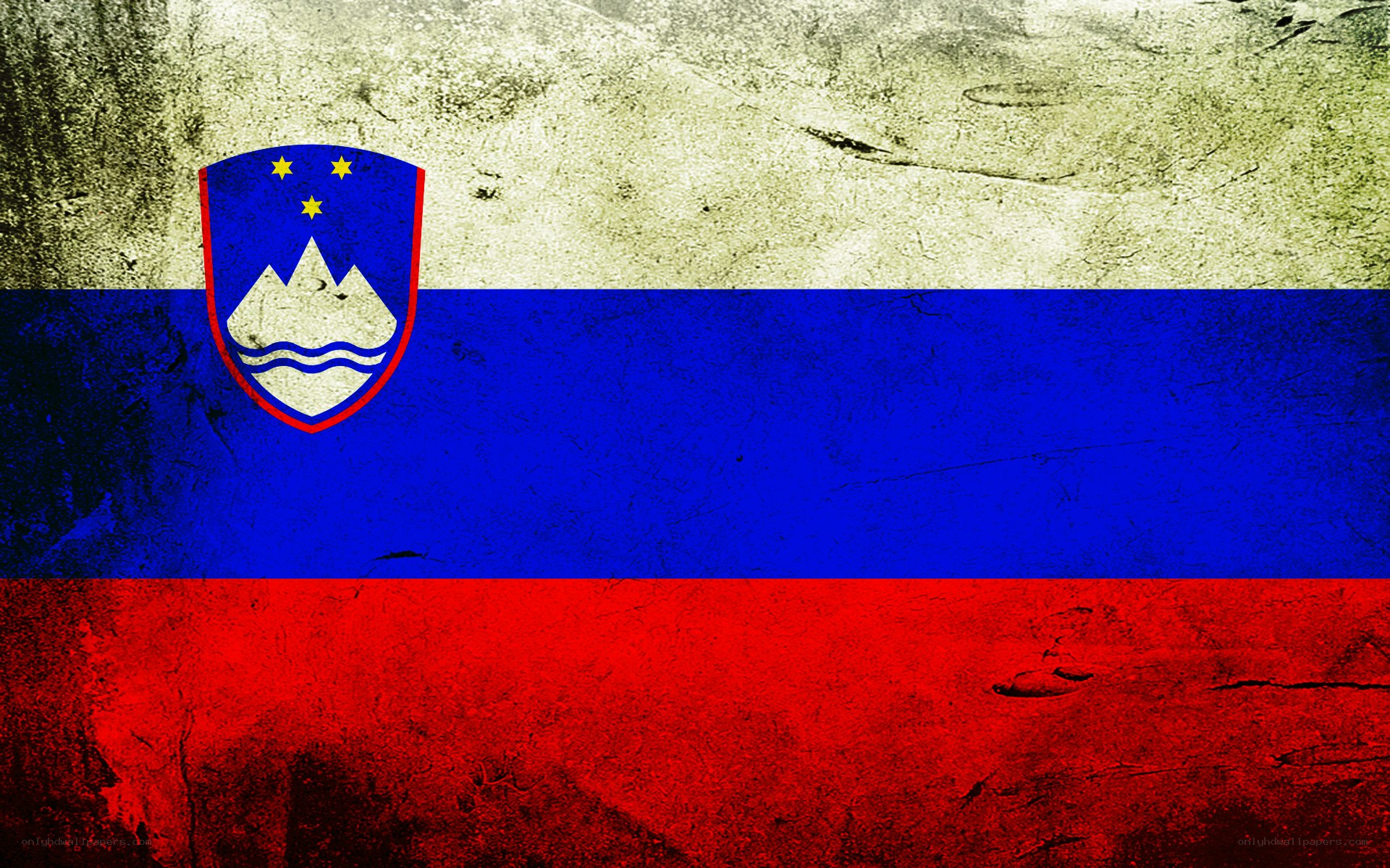 Slovenian flag with grunge texture