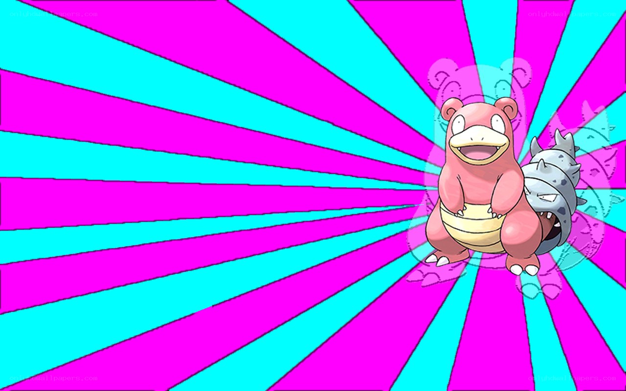 Slowpoke and Shellder on a colorful background
