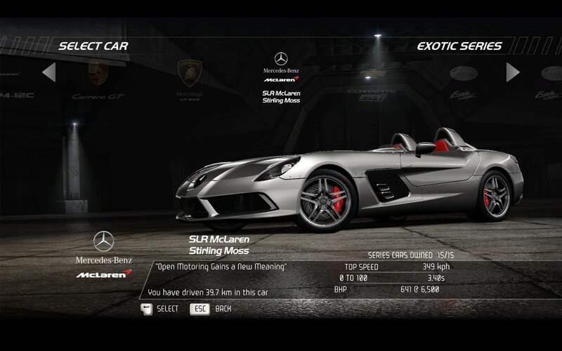 SLR McLaren Stirling Moss car selection