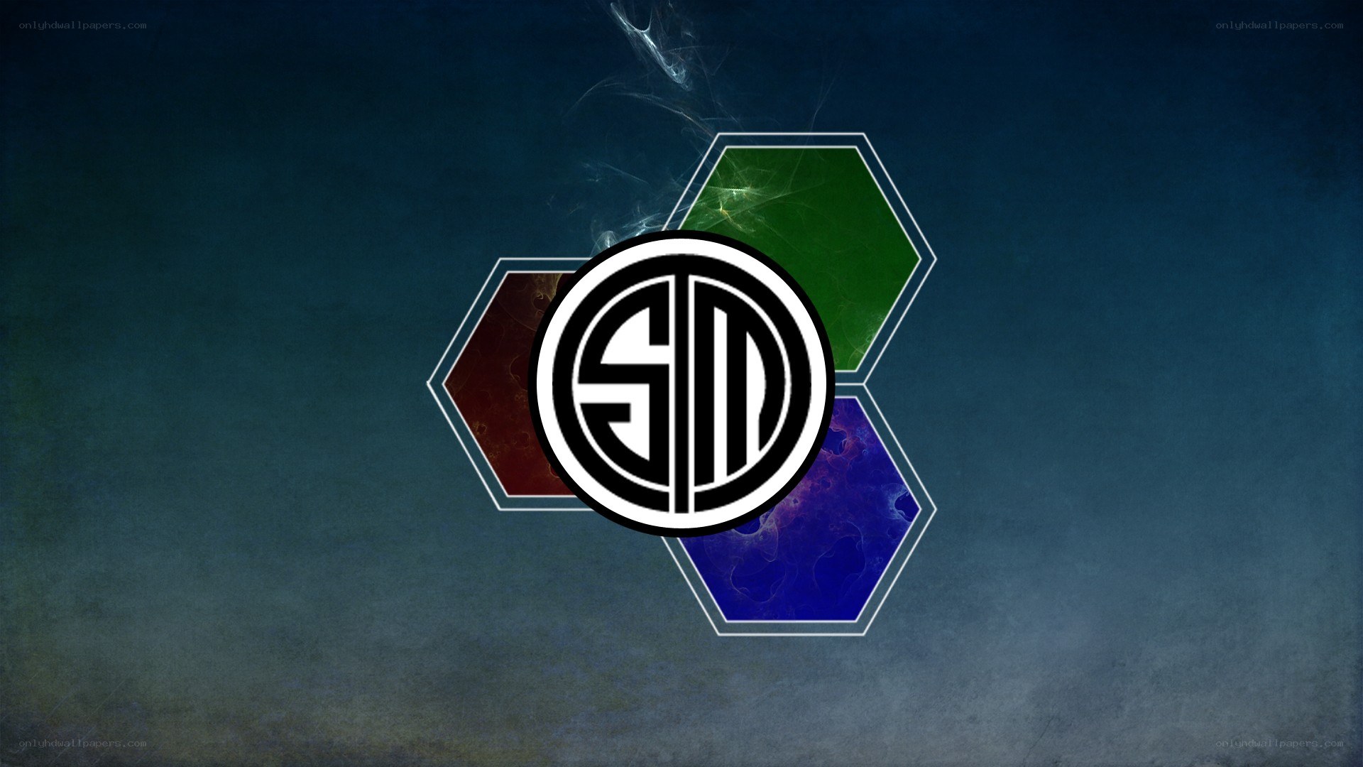 SM logo with hexagon design