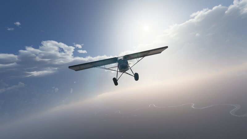 Small Airplane in Flight — Blue, Serene