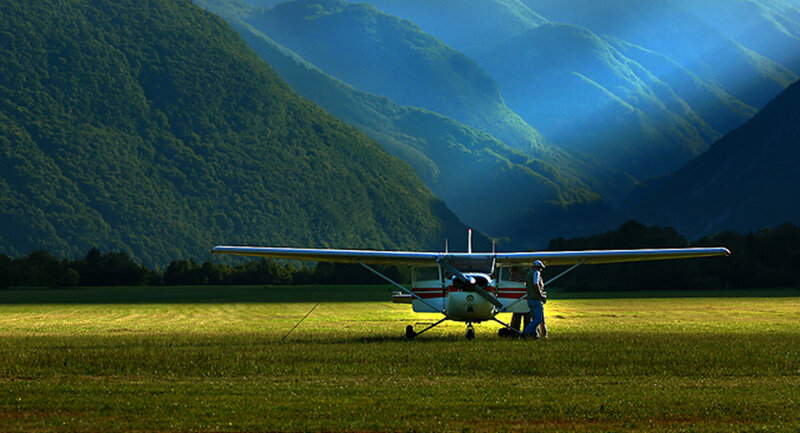 Small Airplane on Grass