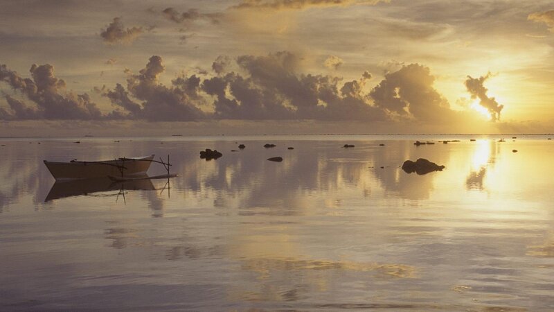 Small Boat at Sunset — Yellow
