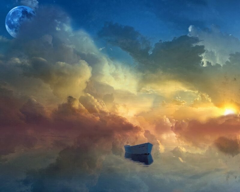 Small Boat in Clouds