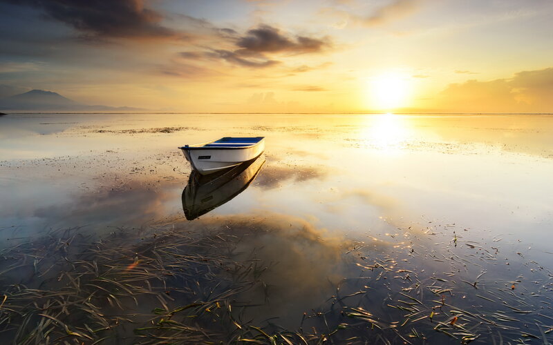 Small Boat in Shallow Water — Yellow