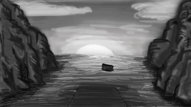 Small Boat in Water — Black