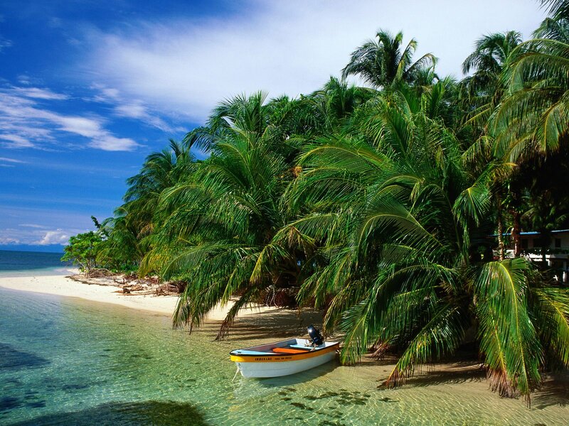 Small Boat on Beach — Blue, Serene, Afternoon
