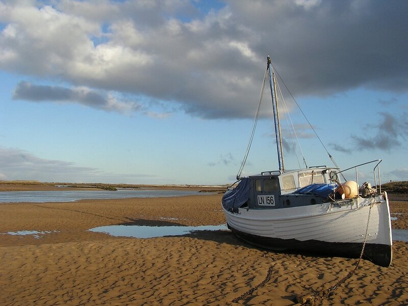 Small Boat on Beach — Brown