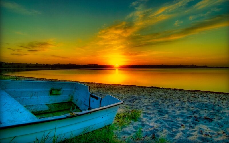 Small Boat on Beach — Orange