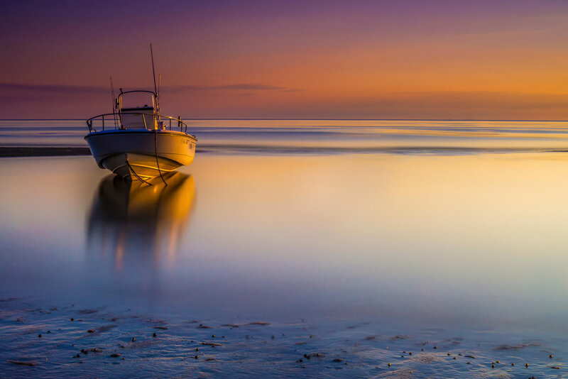 Small Boat on Beach — Purple