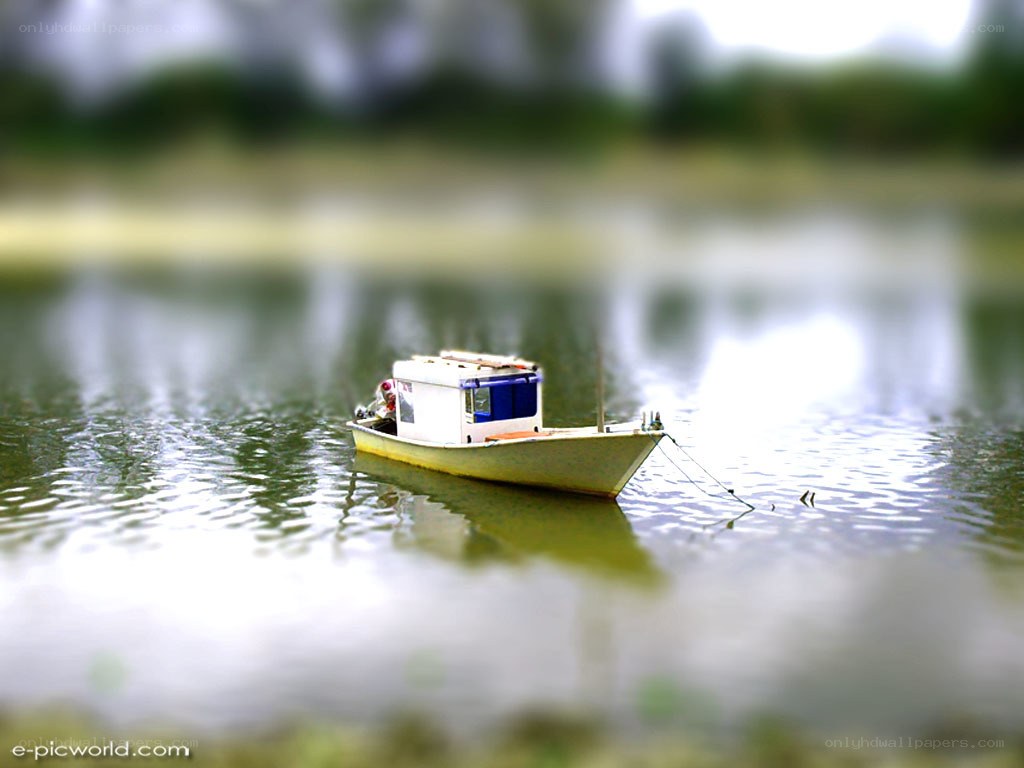 Small boat on calm water