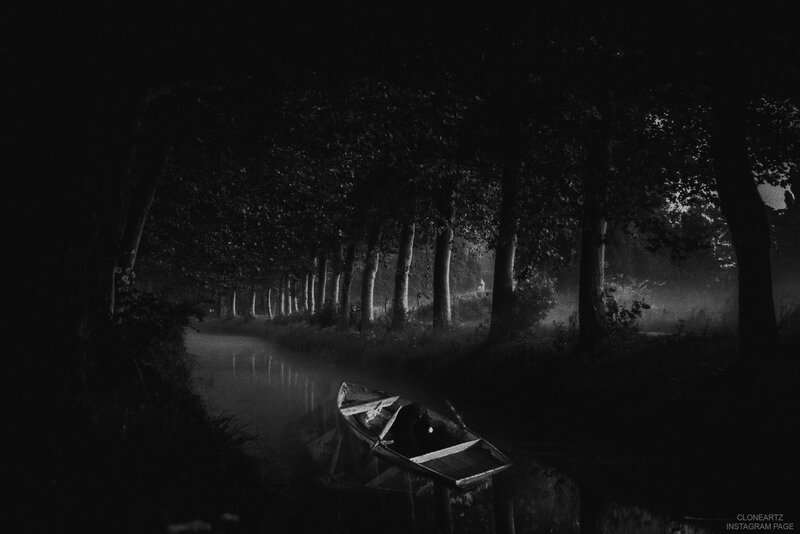 Small Boat on Canal — Black