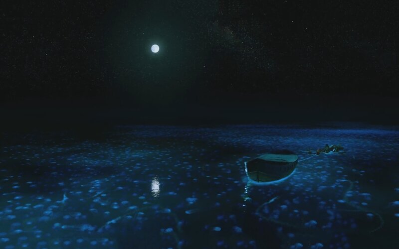 Small Boat on Glowing Water
