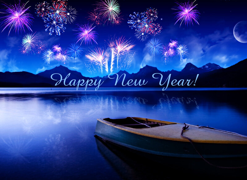 Small Boat on Lake — Blue, Celebratory