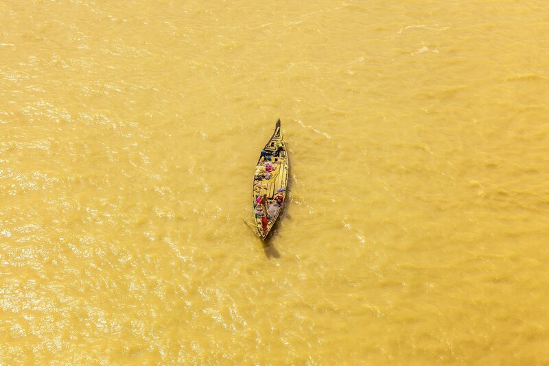 Small Boat on River — Yellow
