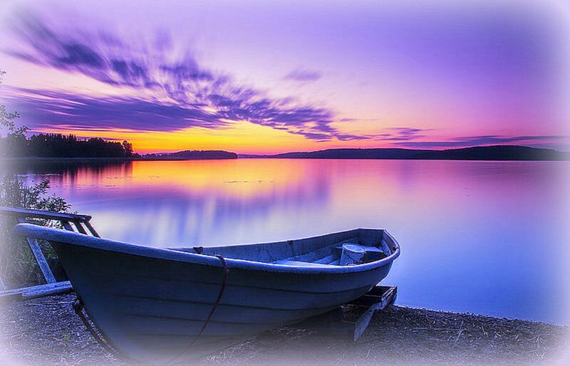 Small Boat on Shore — Purple