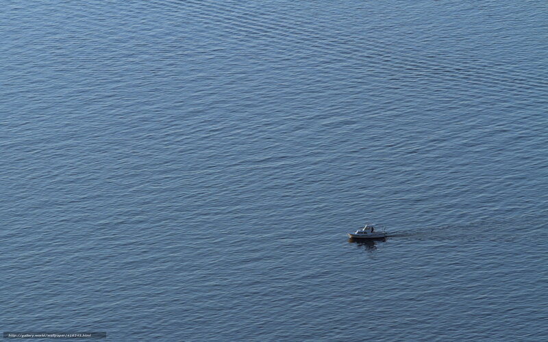 Small Boat on Water — Blue, Serene, Photograph