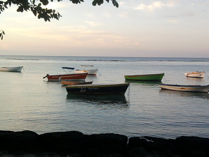Small Boats in Calm Water — Blue