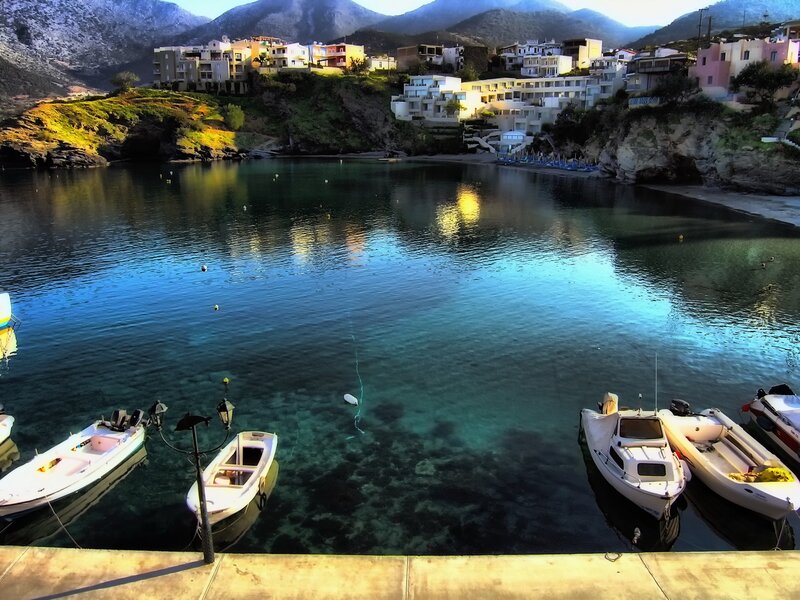 Small Boats in Harbor — Blue