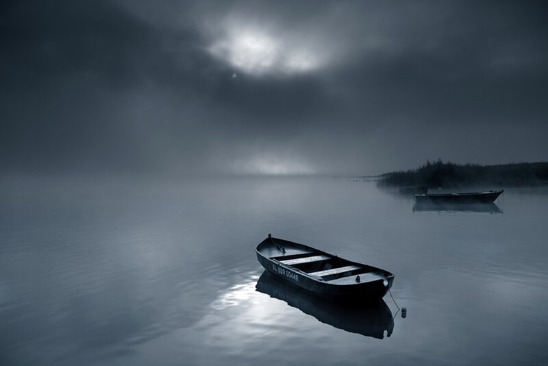 Small Boats on Misty Lake