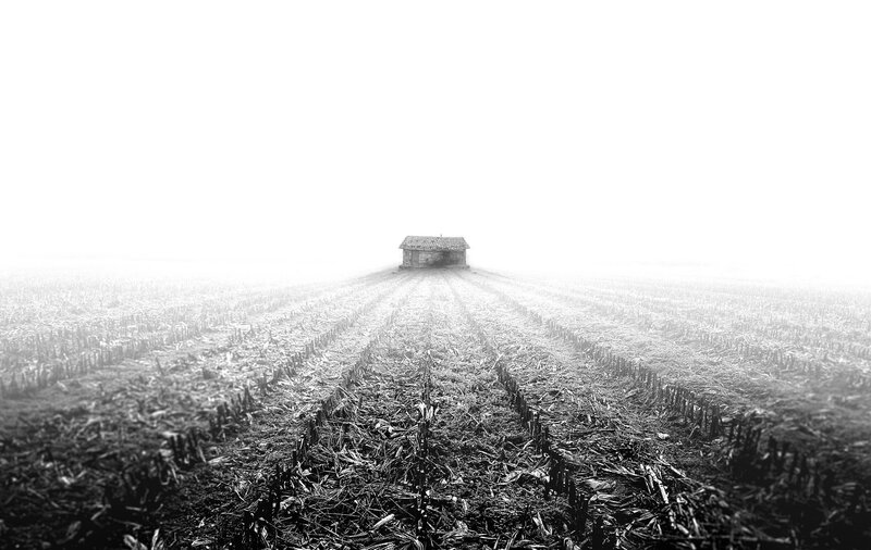 Small Cabin in Field — Black