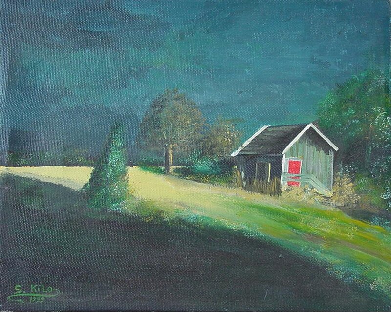 Small Cabin in Field — Green