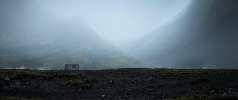 Small Cabin in Fog — Gray