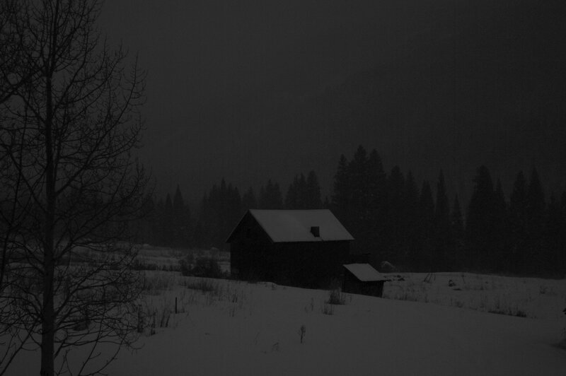 Small Cabin in Snow — Black