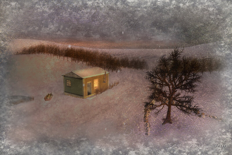 Small Cabin in Snow