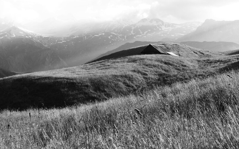 Small Cabin on Hill — Black