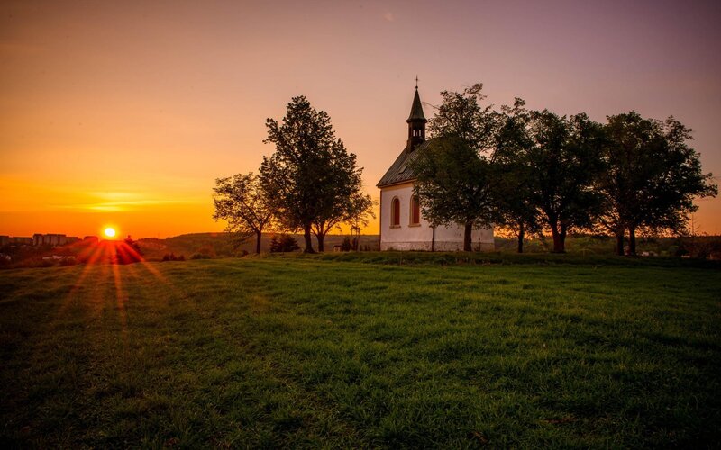 Small Chapel at Sunset — Green