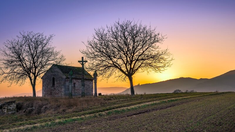 Small Chapel at Sunset — Purple