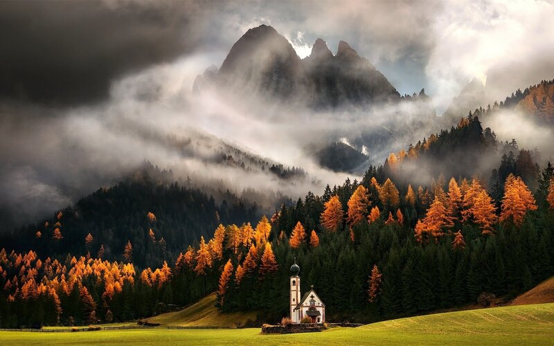 Small Chapel in Mountains — Green